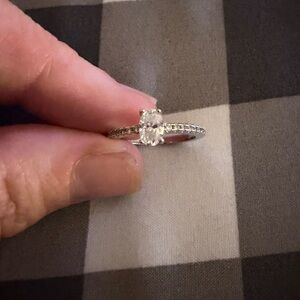Sterling Silver Oval Moissanite Engagement .5kt Ring Size 5